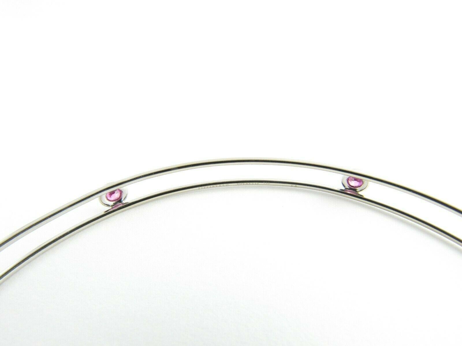Tiffany & Co. Elsa Peretti Platinum Pink Sapphire by The Yard Bangle Bracelet 2