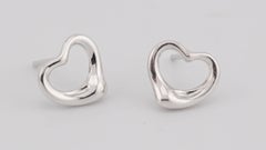 Tiffany & Co. Elsa Peretti  Platinum PT950  Open Heart Stud Earrings