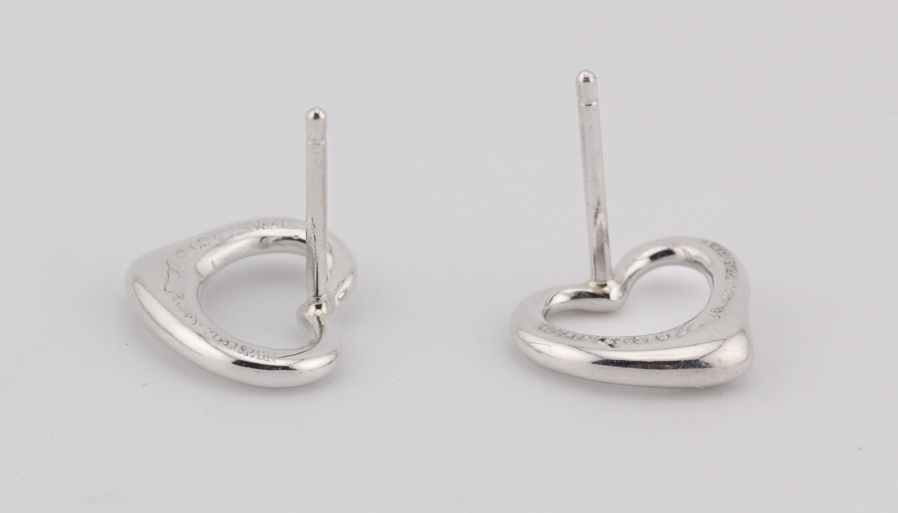 Donna Tiffany & Co. Elsa Peretti  Platino PT950  Orecchini a cuore aperto in vendita