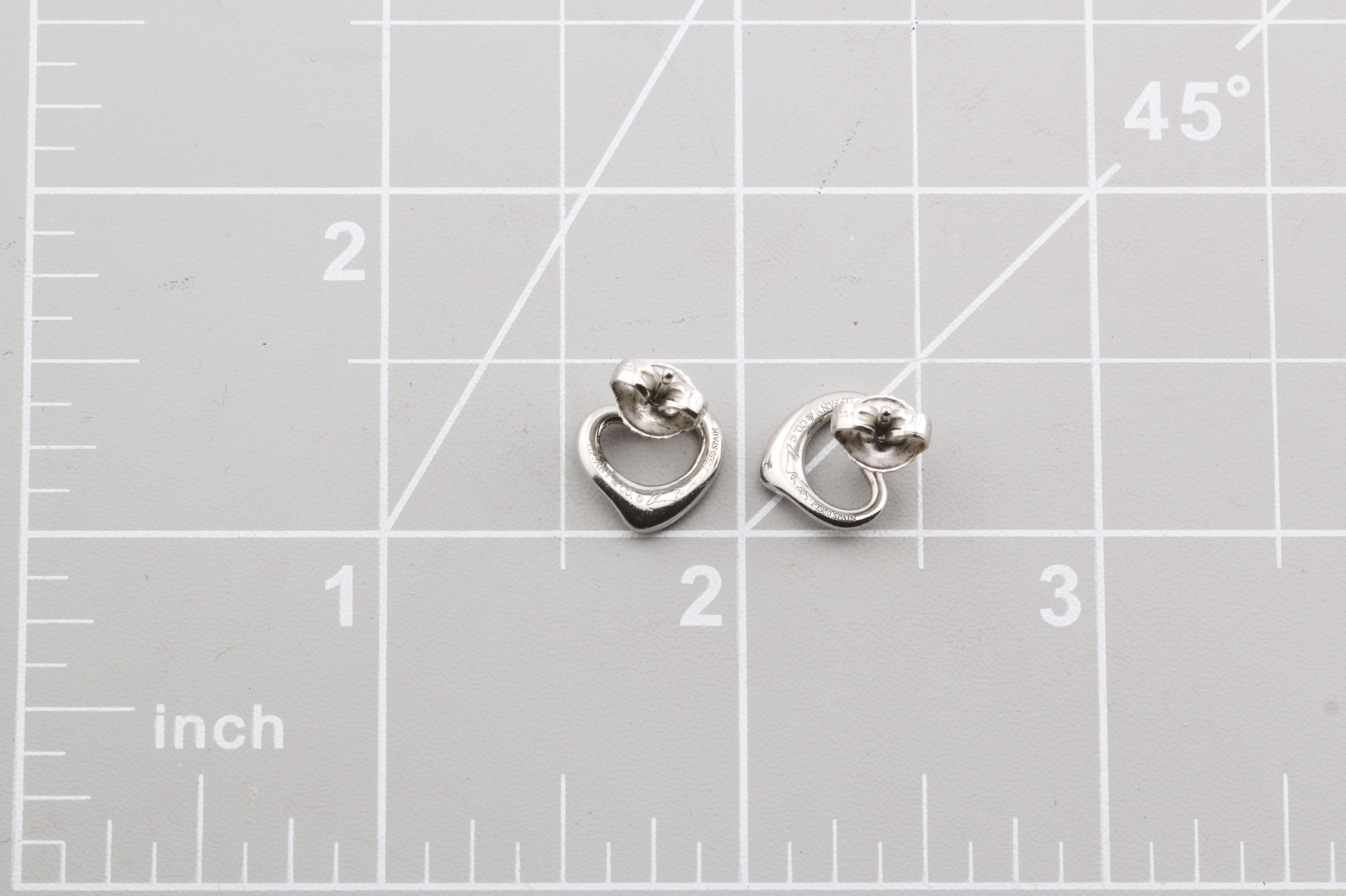 Tiffany & Co. Elsa Peretti  Platinum PT950  Open Heart Stud Earrings 2