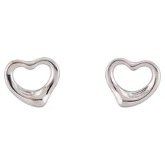 Tiffany & Co. Elsa Peretti  Platinum PT950  Open Heart Stud Earrings