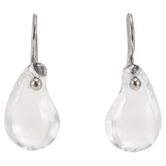 Tiffany & Co. Elsa Peretti Platinum Rock Crystal Teardrop Pierced Dangle Earring