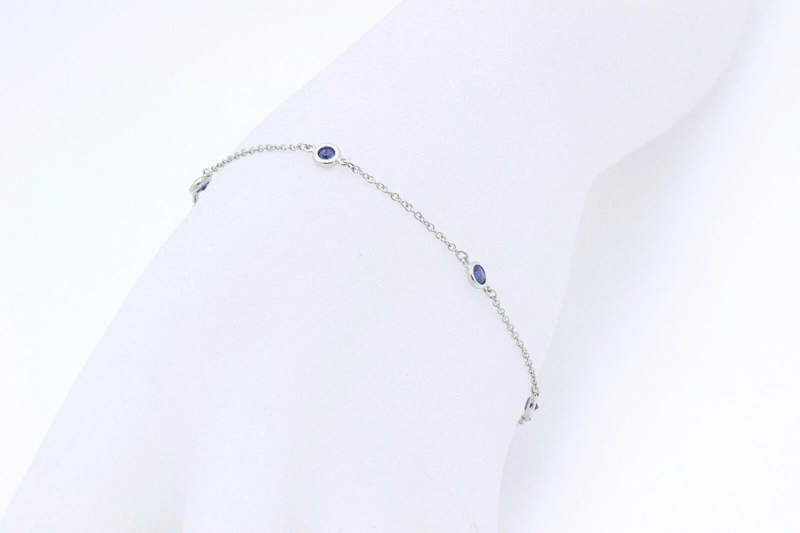 Women's Tiffany & Co. Elsa Peretti Platinum Sapphire Color by the Yard Bracelet 0.55 Tcw