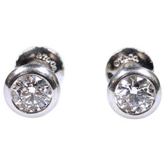 Tiffany & Co. Elsa Peretti Platinum Set Diamond Stud Earrings