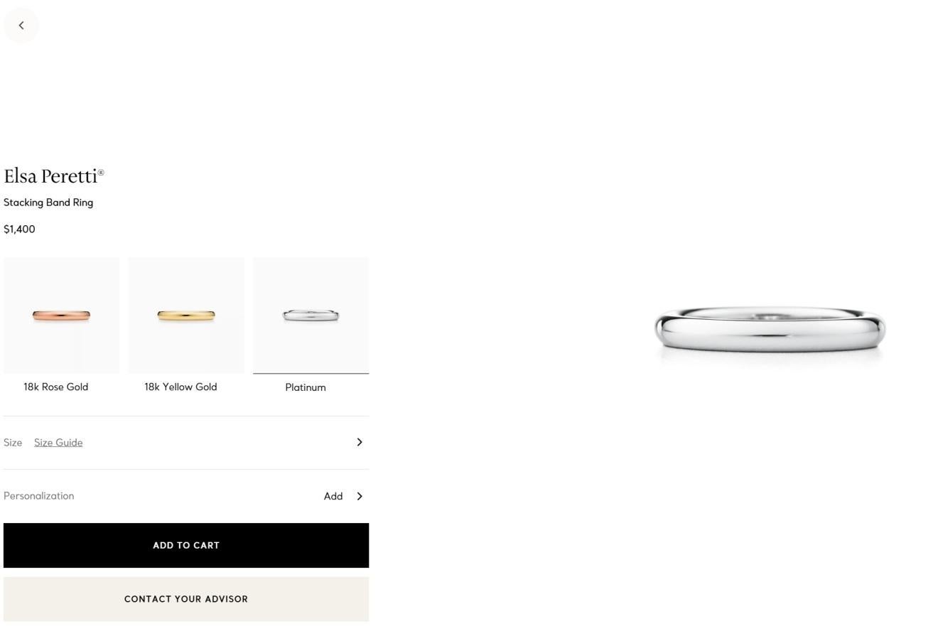 TIFFANY & Co. Elsa Peretti Bague en platine 7.5 en vente 3