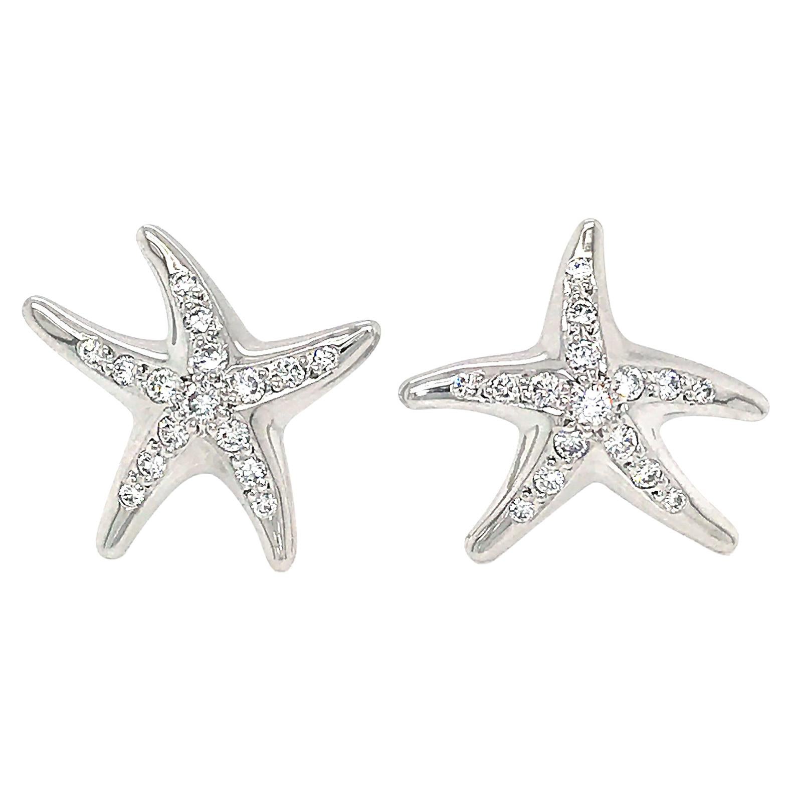 Tiffany & Co. Elsa Peretti Platinum Starfish Diamond Earrings