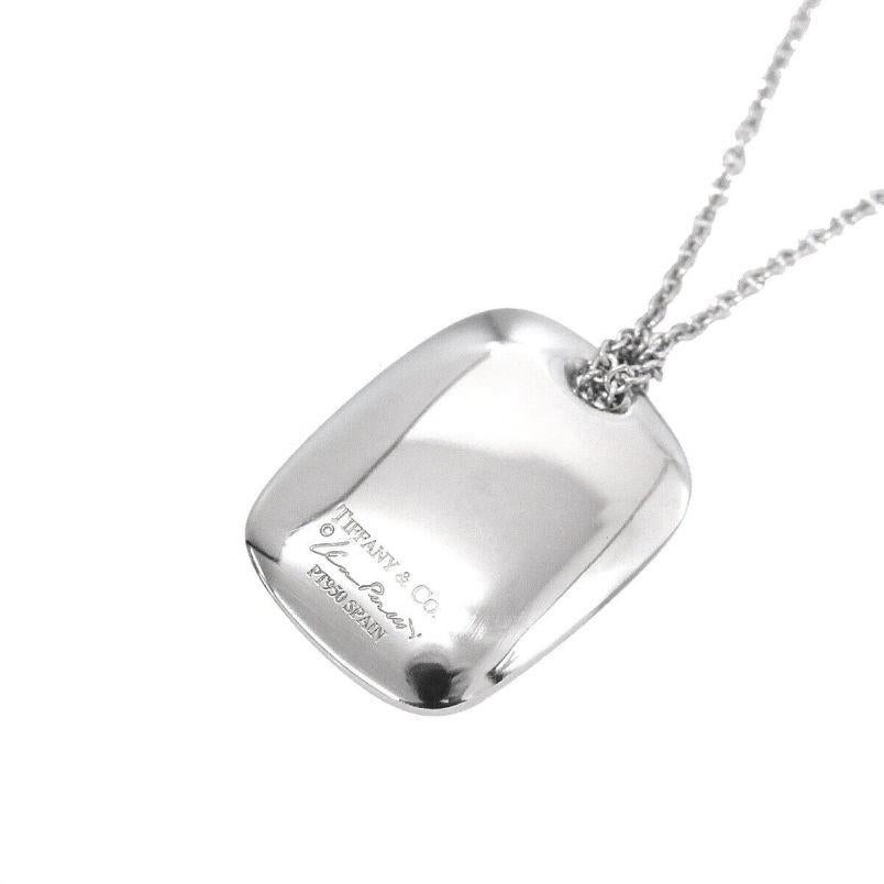 TIFFANY & Co. Elsa Peretti Platinum Tag Pendant Necklace In Excellent Condition For Sale In Los Angeles, CA