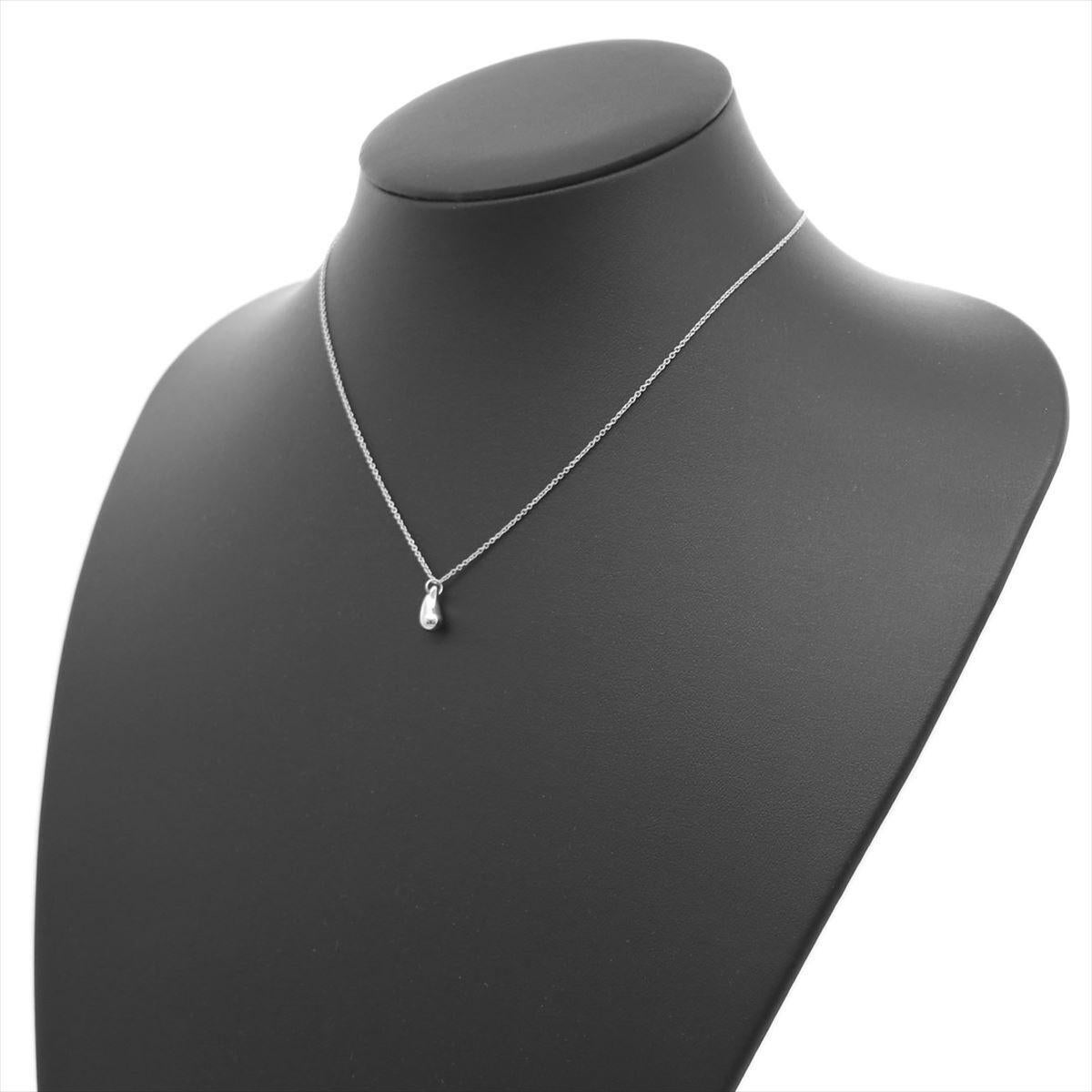 TIFFANY & Co. Elsa Peretti Platinum Teardrop Pendant Necklace 3