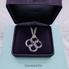 Tiffany & Co. Elsa Peretti Quadrifoglio Rock Crystal Pendant Mesh Necklace