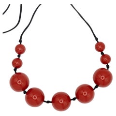 Tiffany & Co. Elsa Peretti Red Lacquer Bead Necklace
