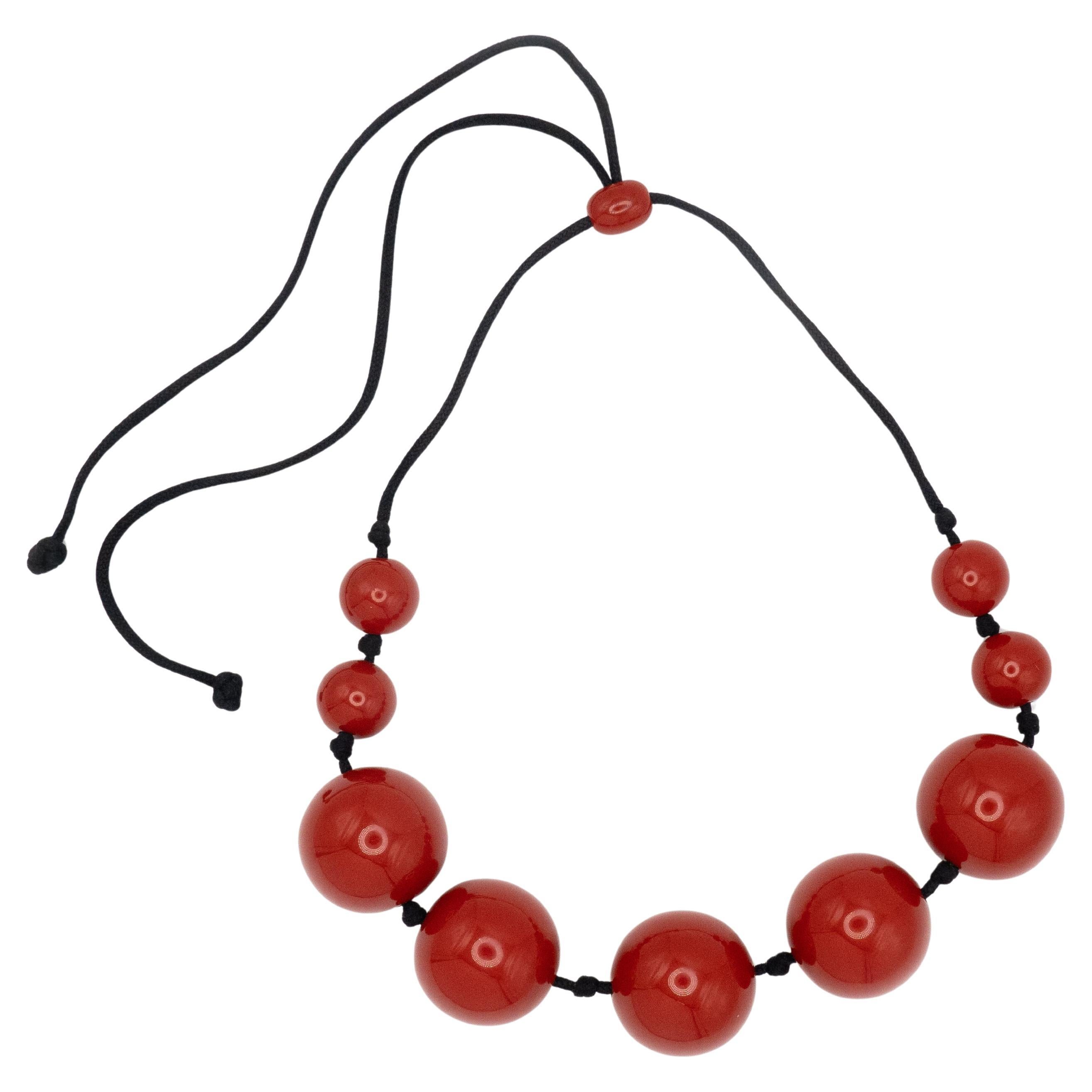 Tiffany 
Co. Elsa Peretti Red Lacquer Bead Necklace