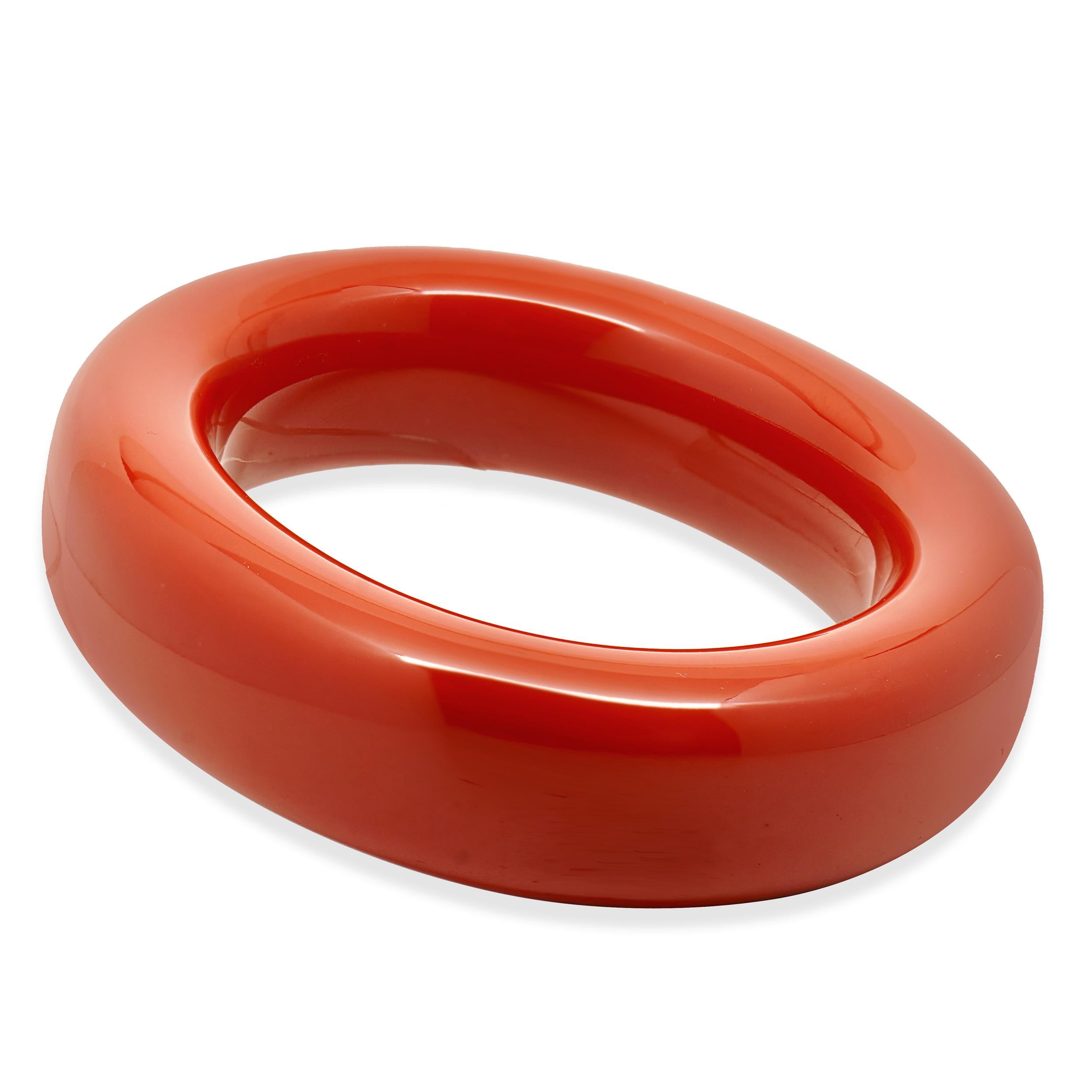Women's or Men's Tiffany & Co. Elsa Peretti Red Lacquered Doughnut Bangle Bracelet For Sale