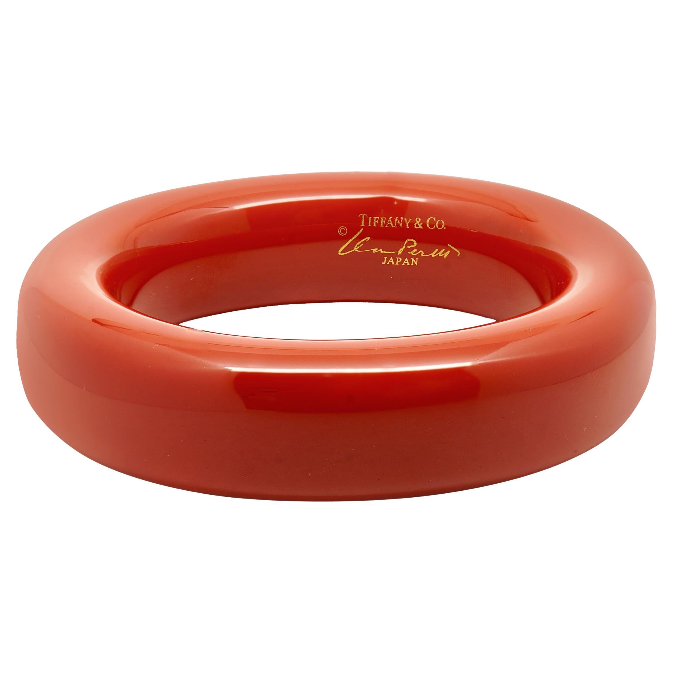 Tiffany & Co. Elsa Peretti Red Lacquered Doughnut Bangle Bracelet