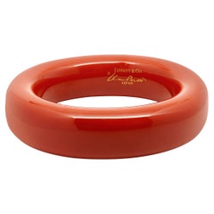 Tiffany & Co. Elsa Peretti Red Lacquered Doughnut Bangle Bracelet
