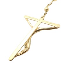 Tiffany & Co Elsa Peretti Rosary Bead Christ Cross Yellow Gold Pendant Necklace