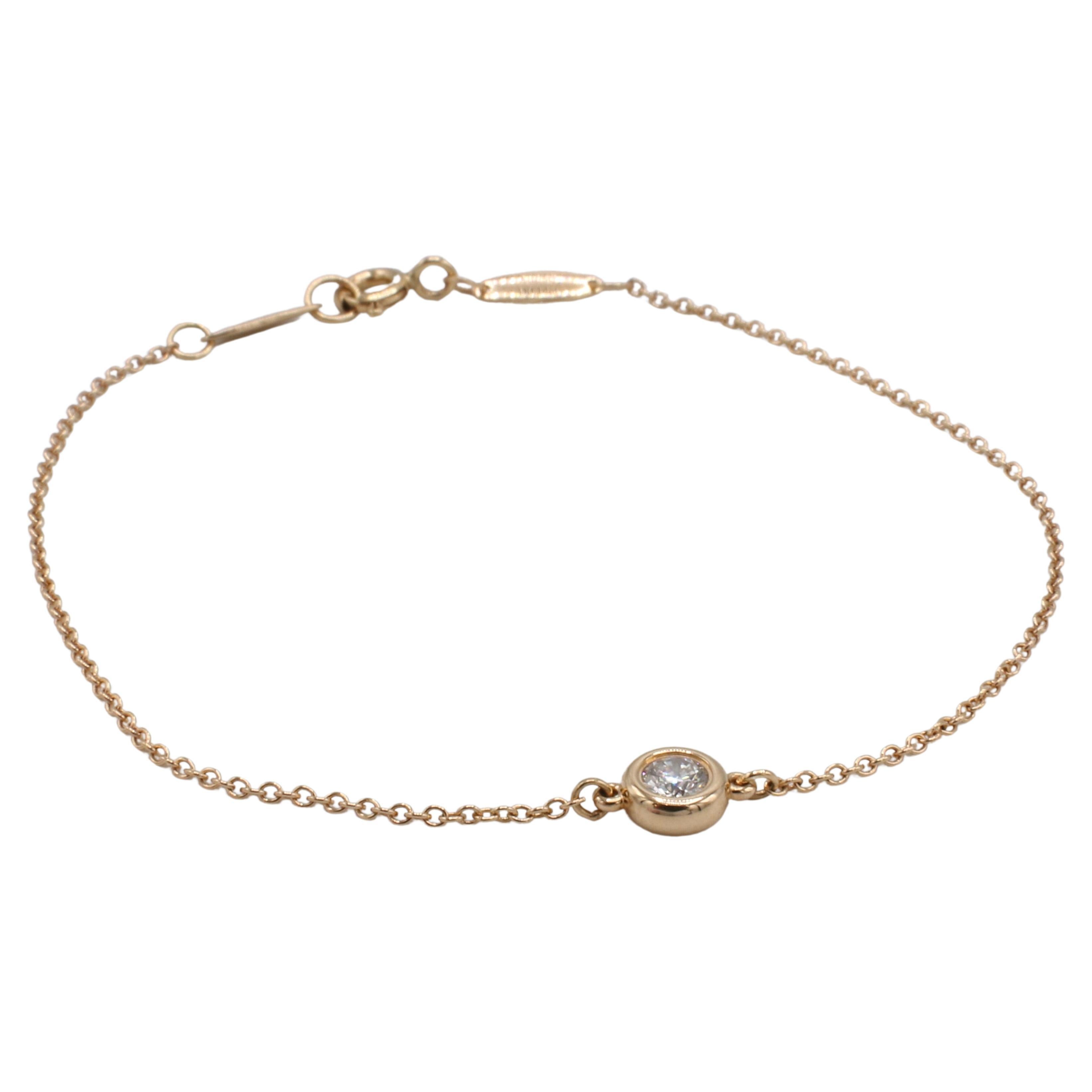 Modern Tiffany & Co. Elsa Peretti Rose Gold Natural Diamond By The Yard Bracelet  For Sale