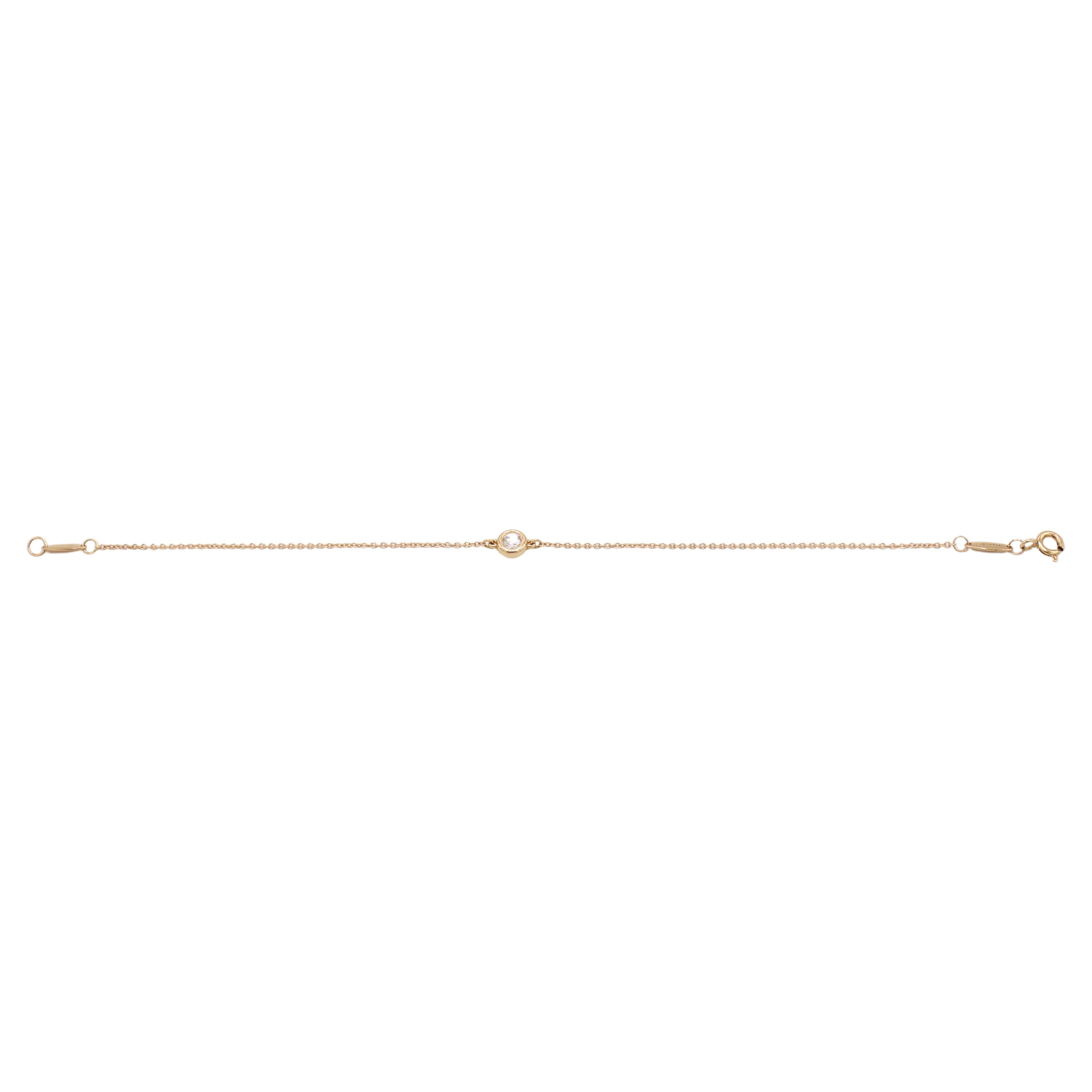 Round Cut Tiffany & Co. Elsa Peretti Rose Gold Natural Diamond By The Yard Bracelet  For Sale
