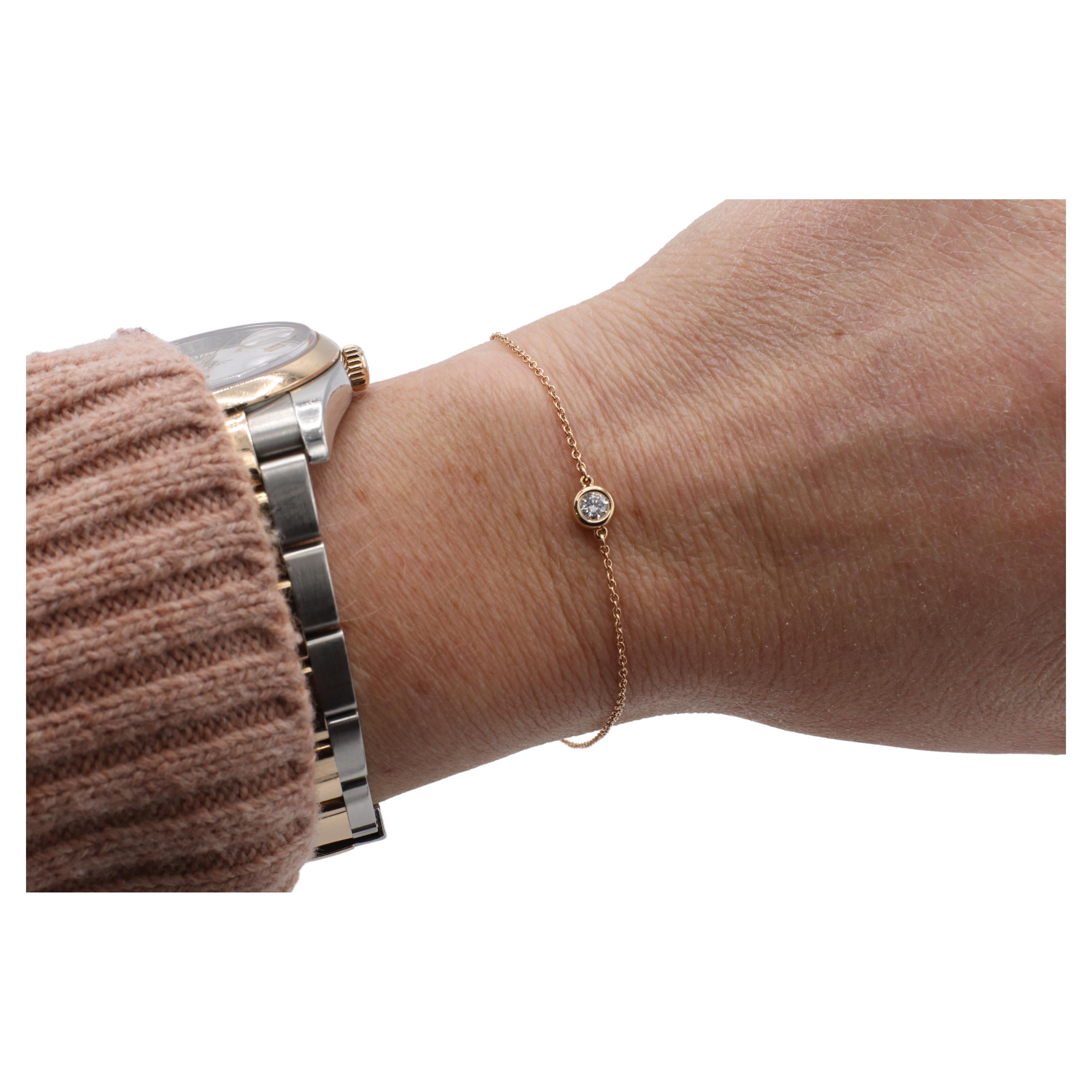 Tiffany & Co. Elsa Peretti Rose Gold Natural Diamond By The Yard Bracelet  In Excellent Condition For Sale In  Baltimore, MD