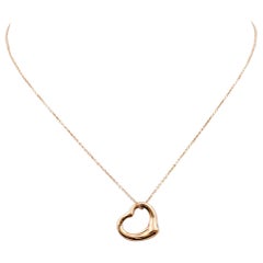 Tiffany & Co. Elsa Peretti Rose Gold Open Heart Pendant Necklace
