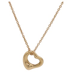 Tiffany & Co. Elsa Peretti Rose Gold Open Heart Pendant Necklace 