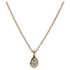 Tiffany & Co. Elsa Peretti Rose Gold Pear Shape Natural Diamond Drop Necklace