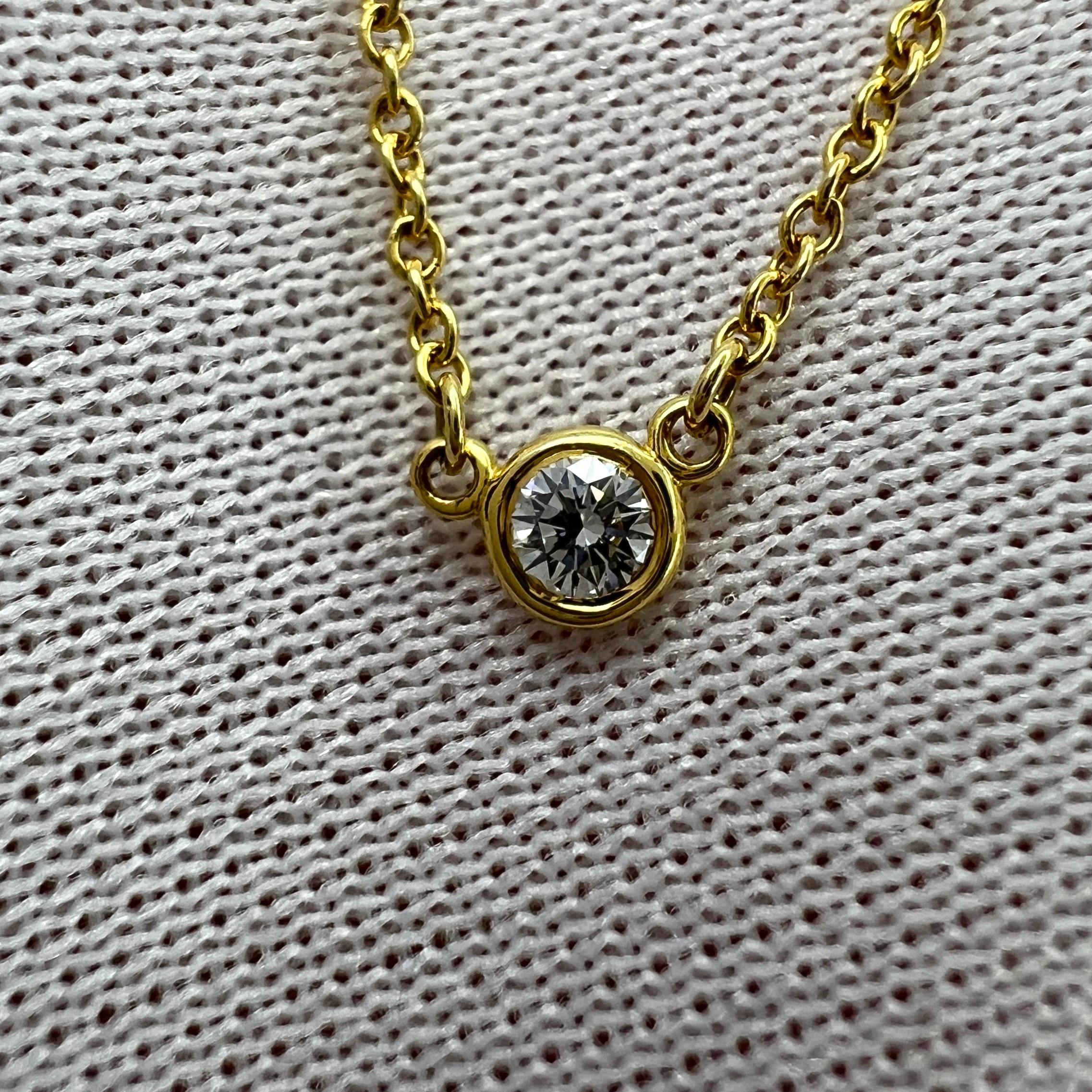 Tiffany & Co. Elsa Peretti Round Diamond By The Yard 18k Yellow Gold Necklace In Excellent Condition For Sale In Birmingham, GB