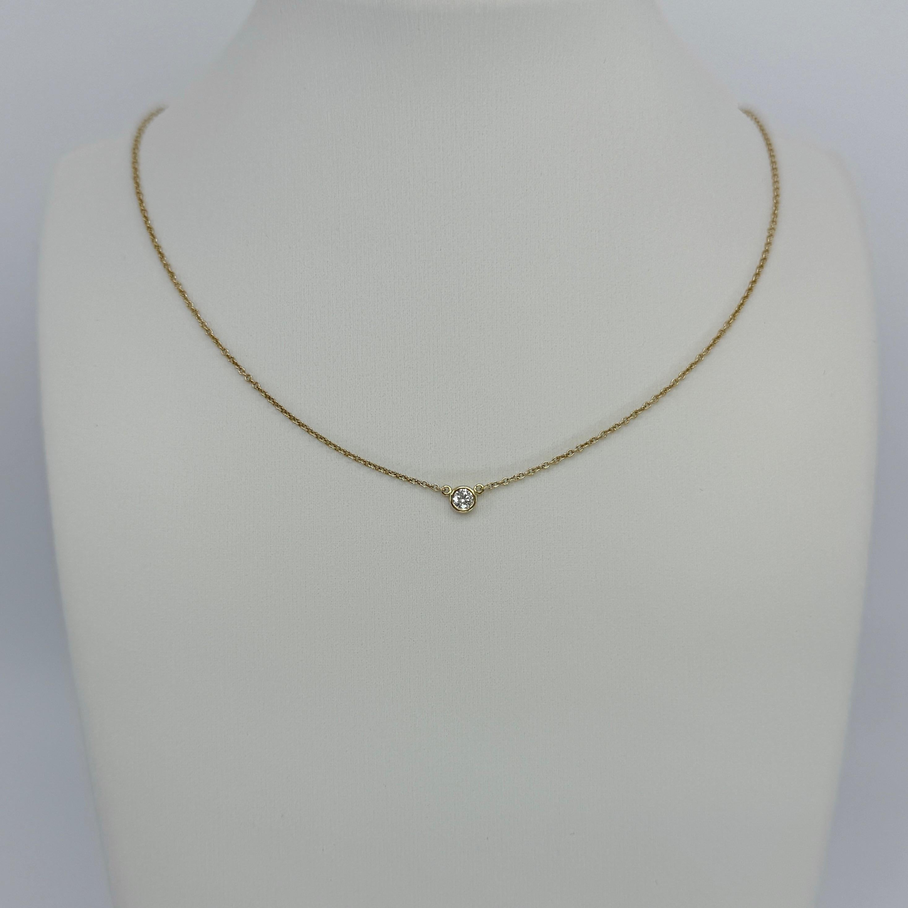 Tiffany & Co. Collana con diamanti rotondi in oro giallo 18k di Elsa Peretti In condizioni ottime in vendita a Birmingham, GB