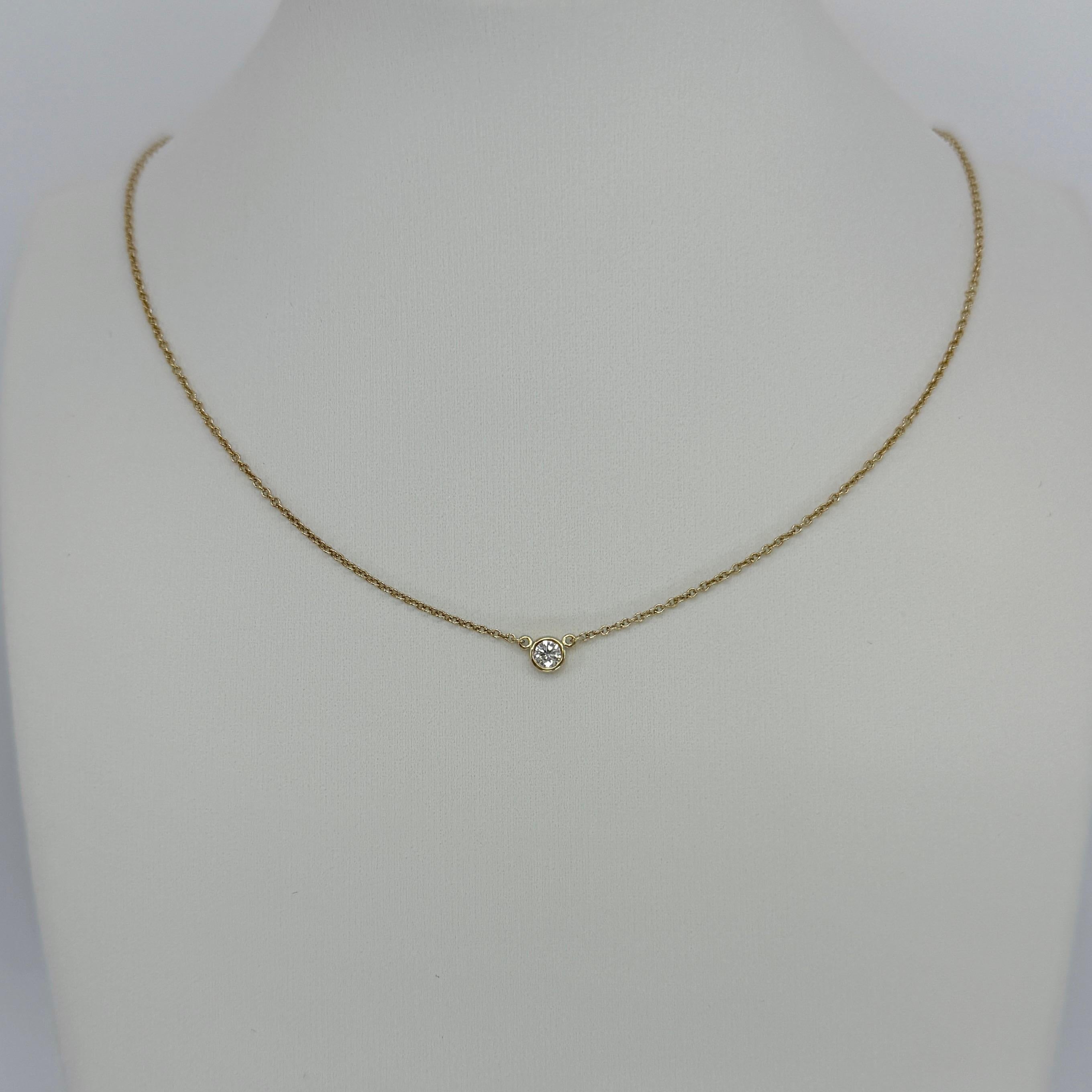 Tiffany & Co. Collana con diamanti rotondi in oro giallo 18k di Elsa Peretti in vendita 3