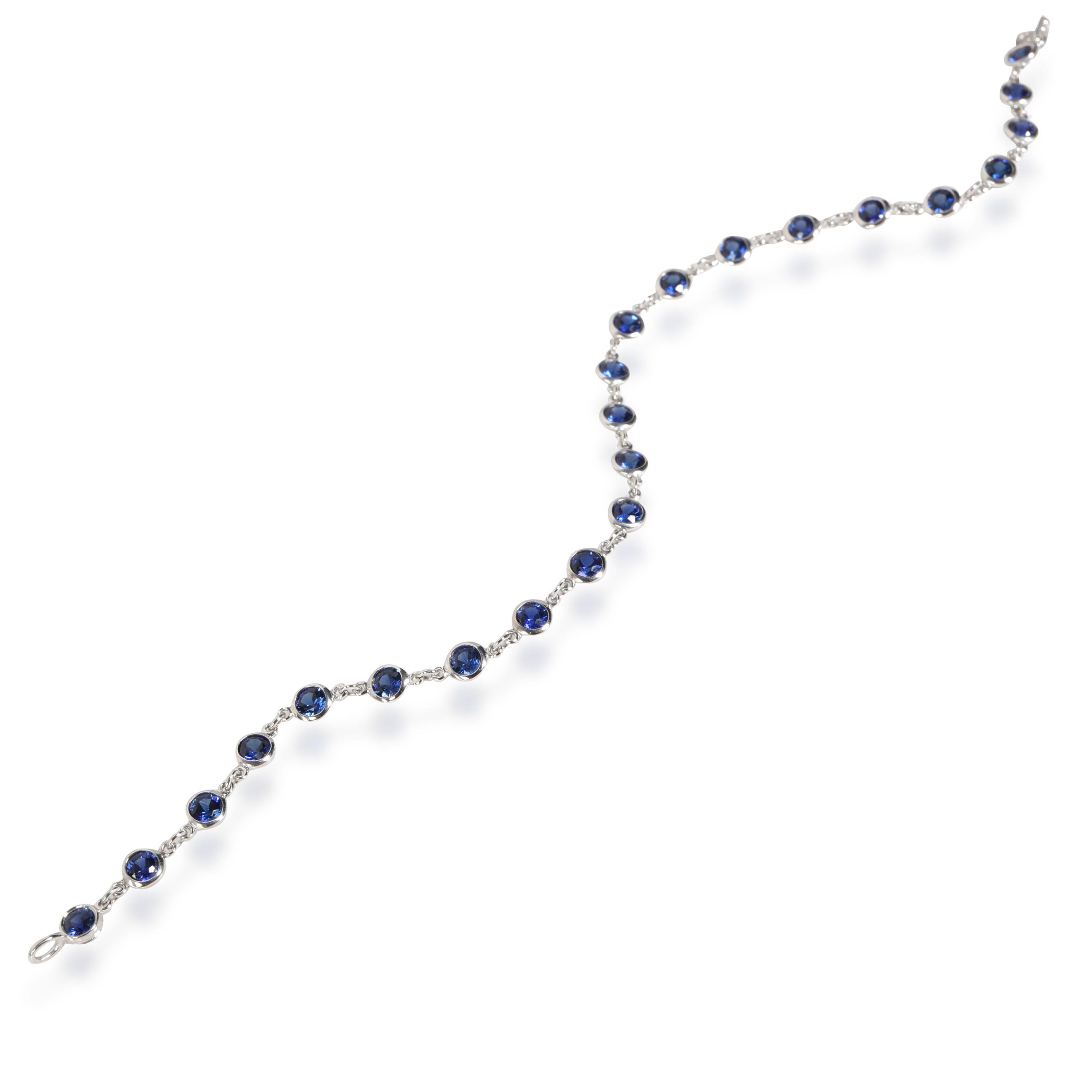 Tiffany & Co. Elsa Peretti Sapphire Color by the Yard Bracelet in Platinum In Excellent Condition In New York, NY