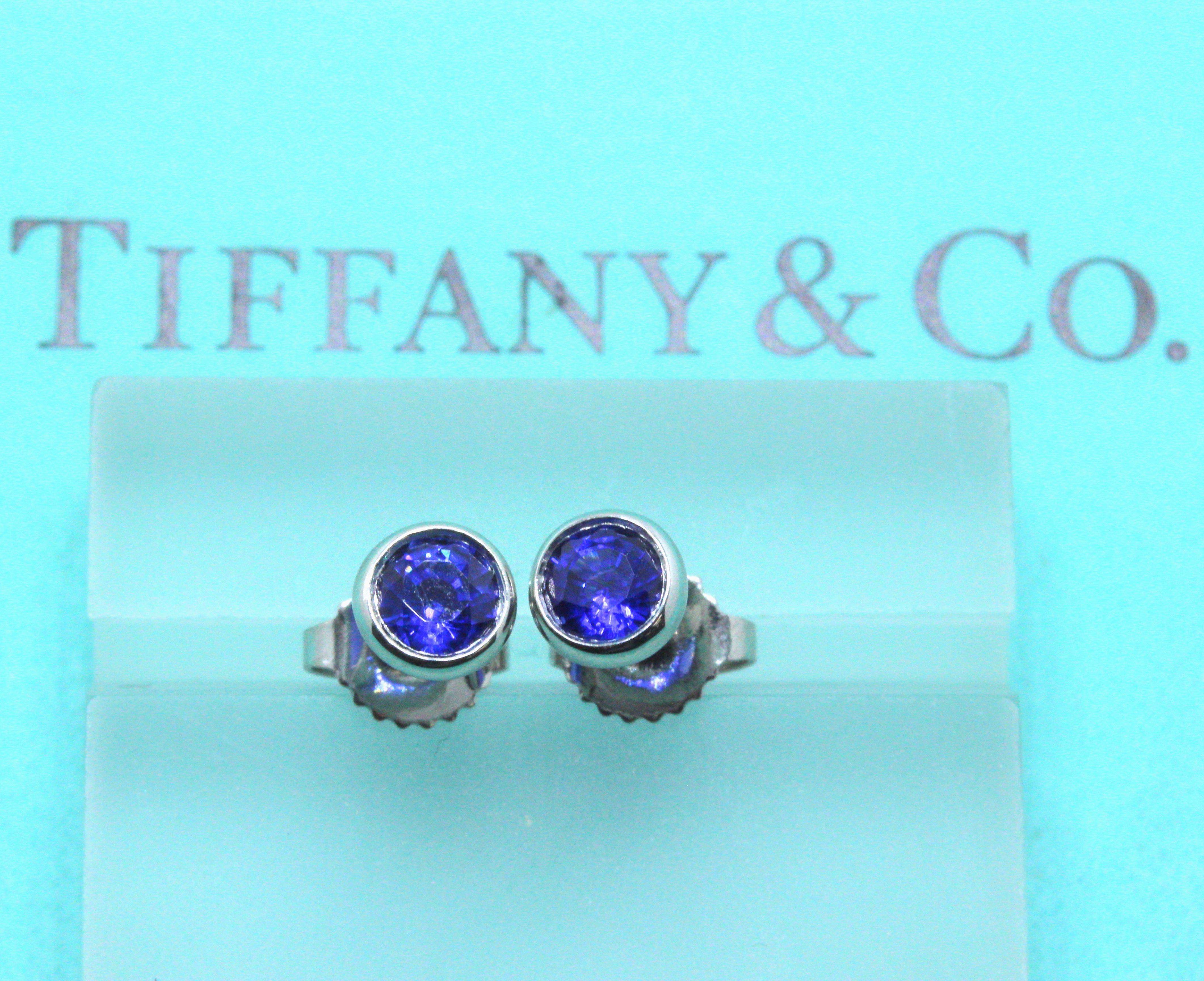Women's or Men's Tiffany & Co. Elsa Peretti Sapphire Color, the Yard Earrings 0.70 Carat Platinum