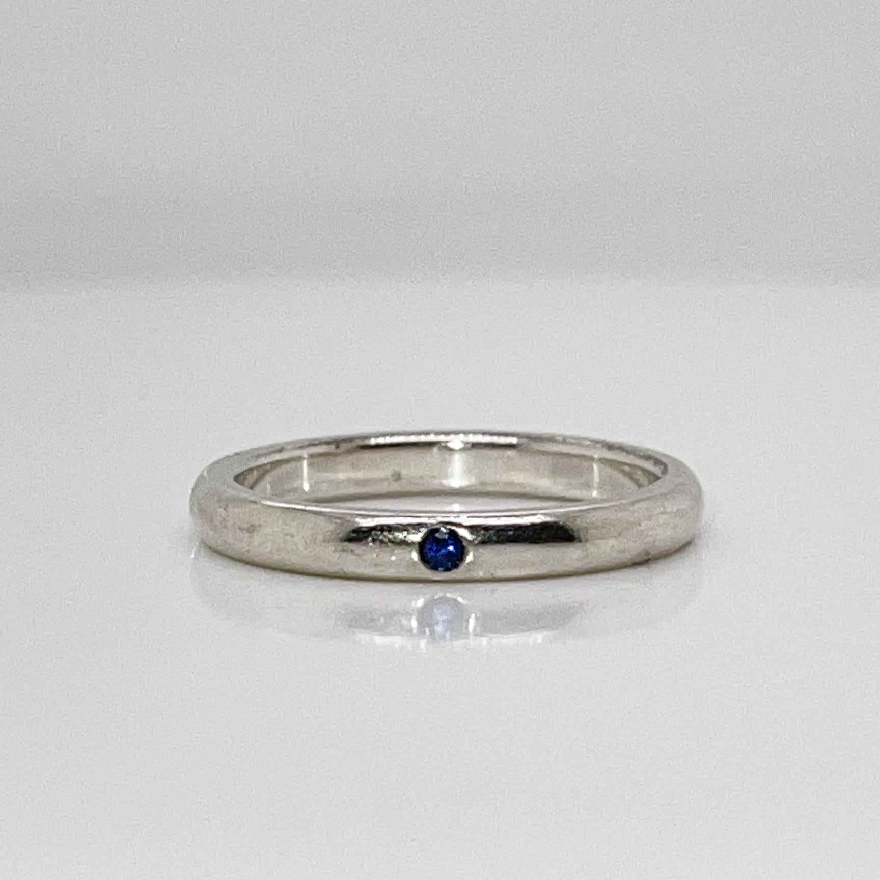 Tiffany & Co. Elsa Peretti Sapphire & Sterling Silver Stacking Band Ring  For Sale 2