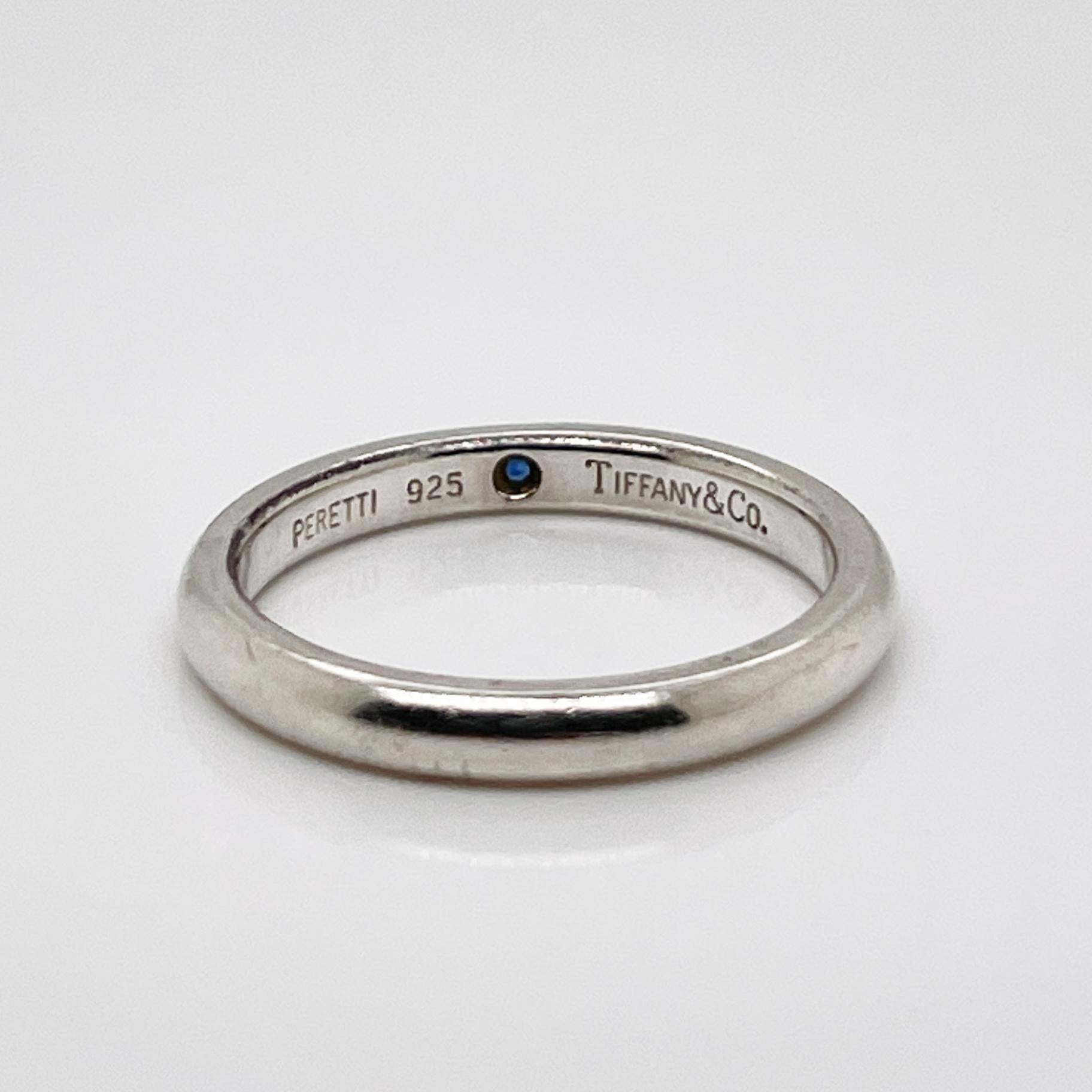 Round Cut Tiffany & Co. Elsa Peretti Sapphire & Sterling Silver Stacking Band Ring  For Sale