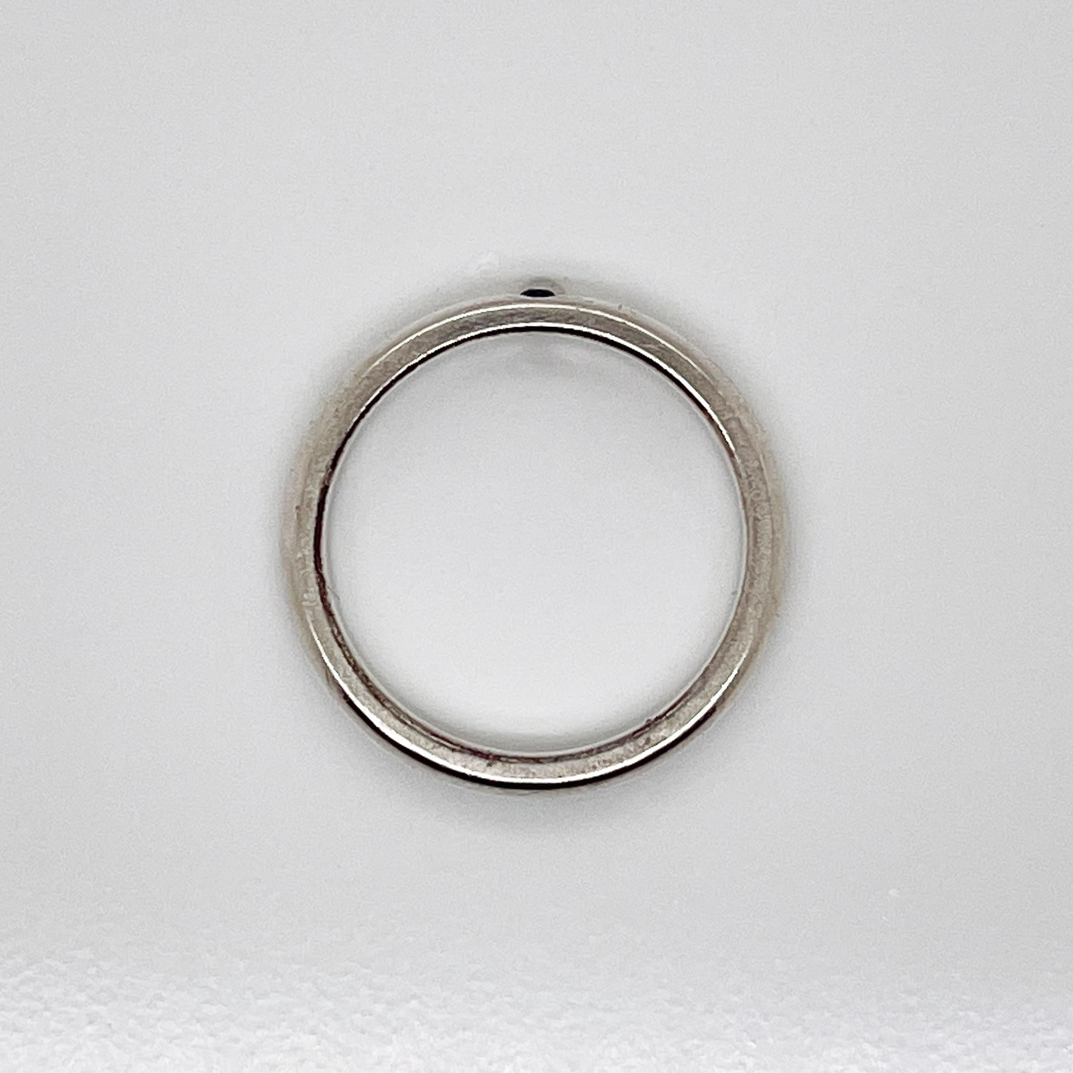 Tiffany & Co. Elsa Peretti Sapphire & Sterling Silver Stacking Band Ring In Good Condition In Philadelphia, PA