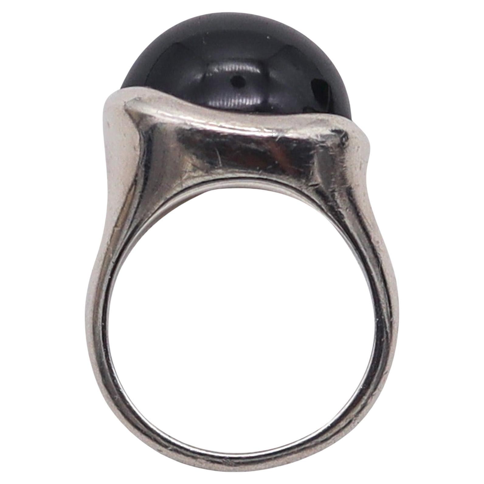 Tiffany & Co. Elsa Peretti Sculptural Ring in .925 Sterling 15.80 Cts Black Jade