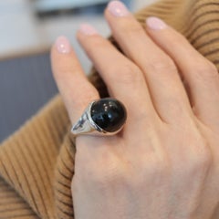 TIFFANY & CO. Elsa Peretti Bague Sculpturale en Argent 925 avec Jade 15.80 Cts