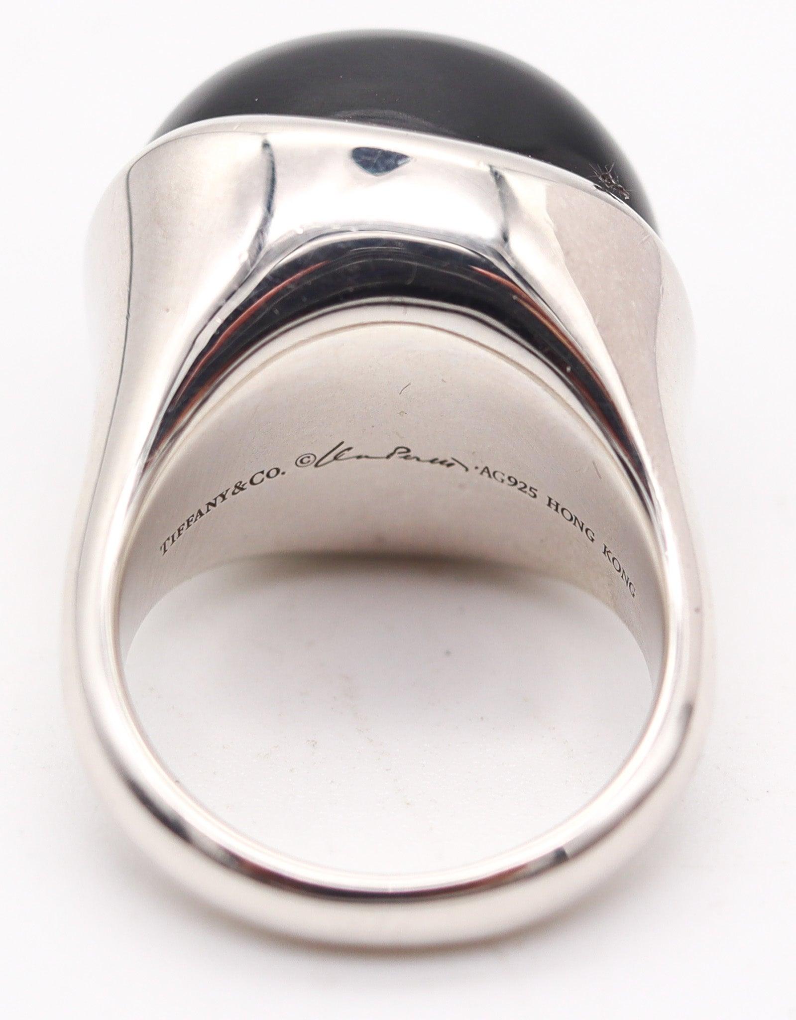TIFFANY & CO. Elsa Peretti Sculptural Ring in .925 Sterling With 15.80 Cts Jade For Sale 1