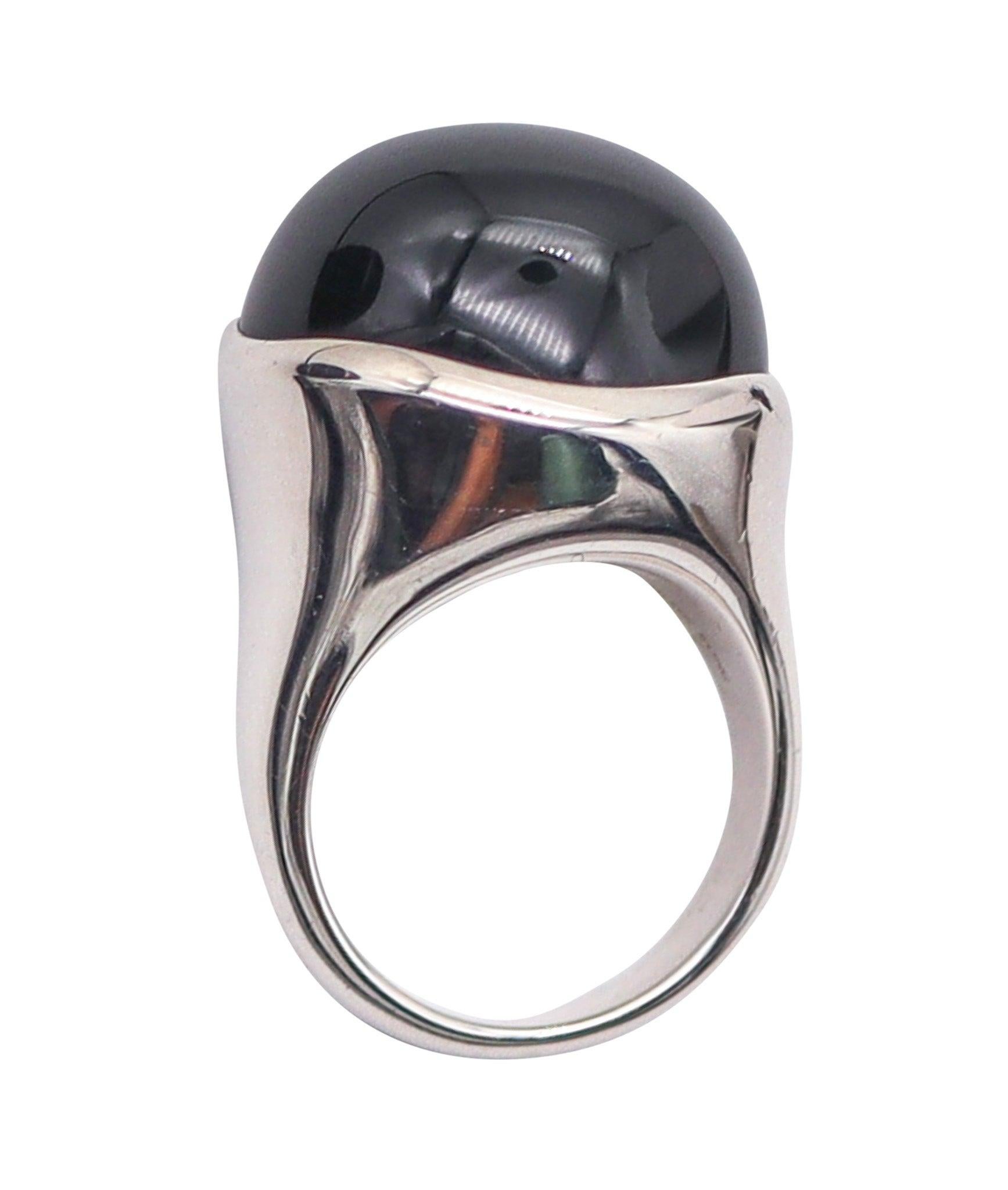 TIFFANY & CO. Elsa Peretti Sculptural Ring in .925 Sterling With 15.80 Cts Jade
