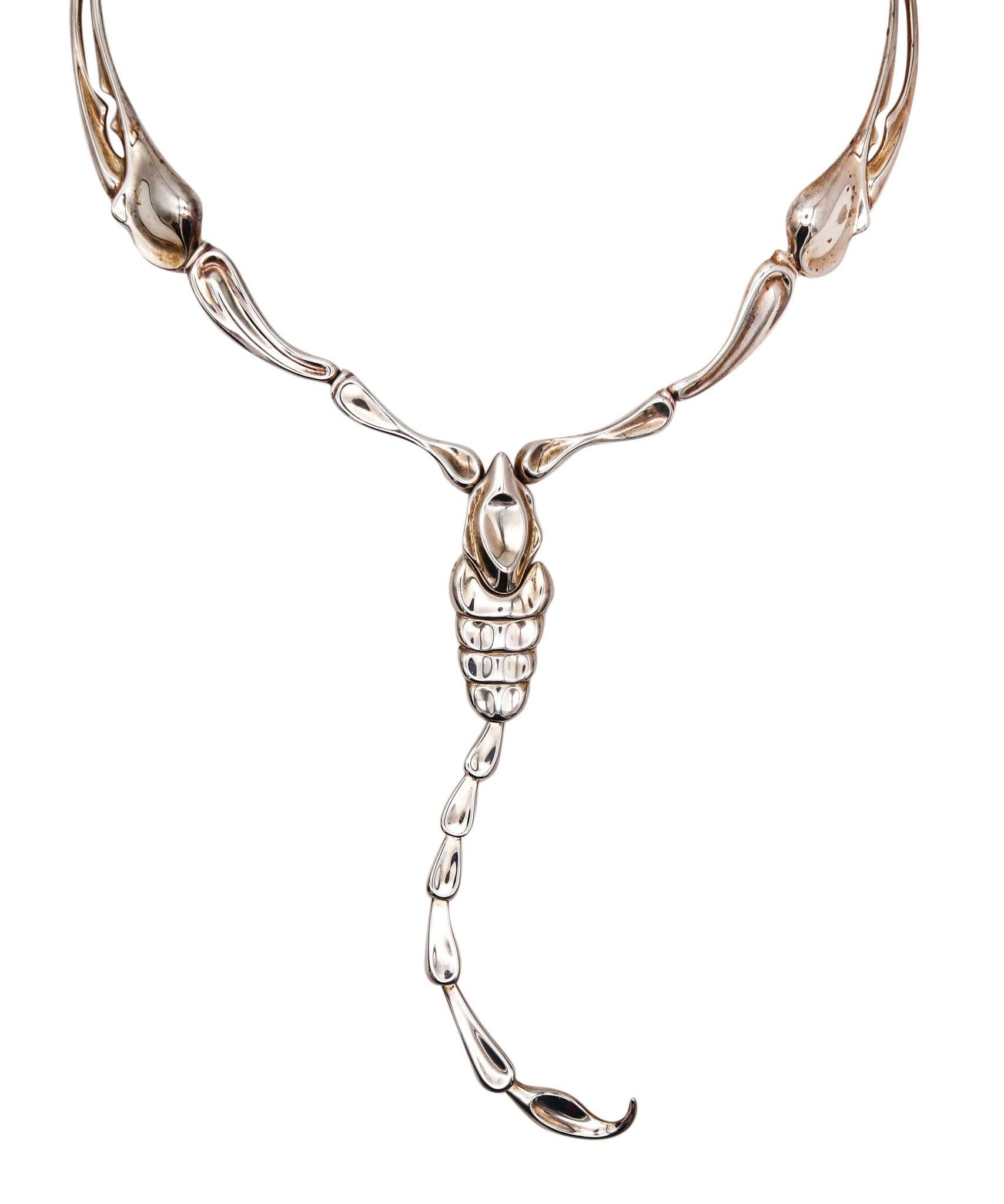 TIFFANY & CO. Elsa Peretti Sculptural Scorpion Necklace In .925 Sterling Silver