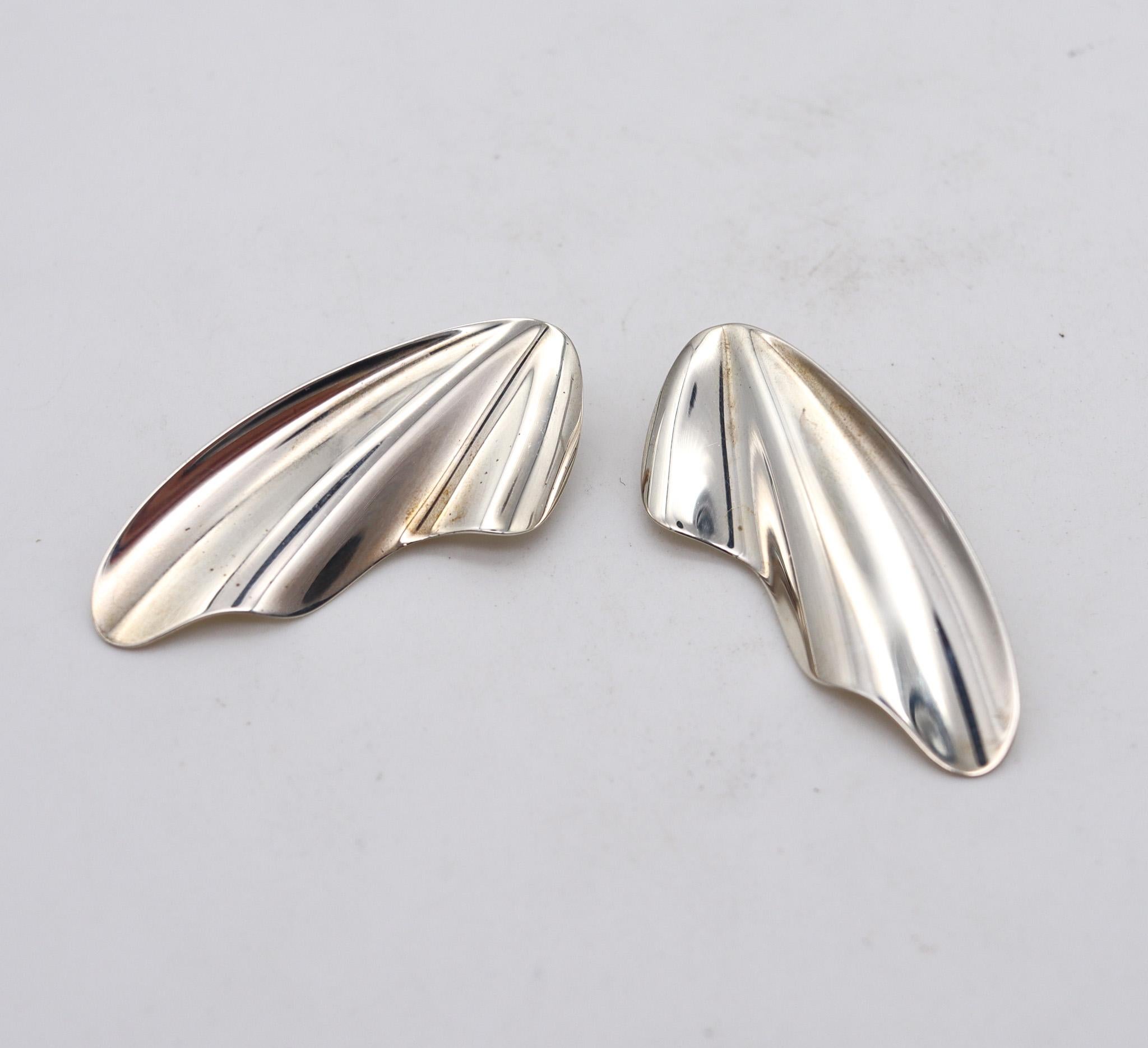 Tiffany & Co. Elsa Peretti Skulpturale Tide Wave Clips Ohrringe in .925 Sterling  (Modernistisch) im Angebot