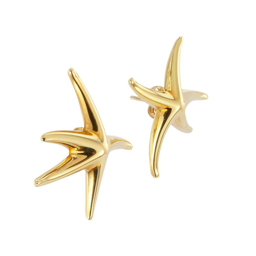 Tiffany & Co Elsa Peretti large sea star yellow gold earrings circa 1990.  Love them because they caught your eye, and we are here to connect you with beautiful and affordable jewelry.  Decorate Yourself!  Simple and concise information you want to