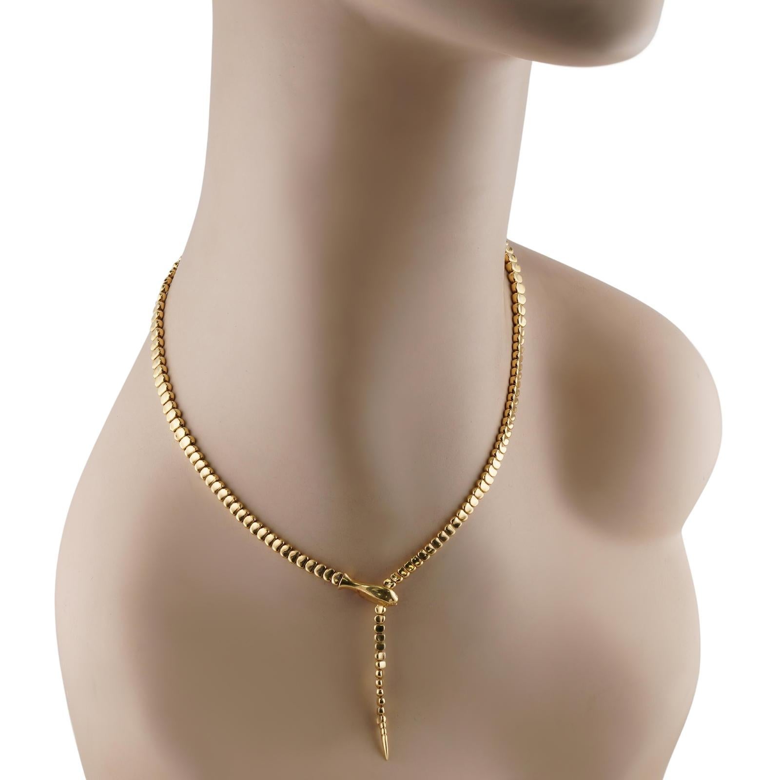 Women's TIFFANY & CO. Elsa Peretti Serpenti Snake 18k Yellow Gold Necklace 