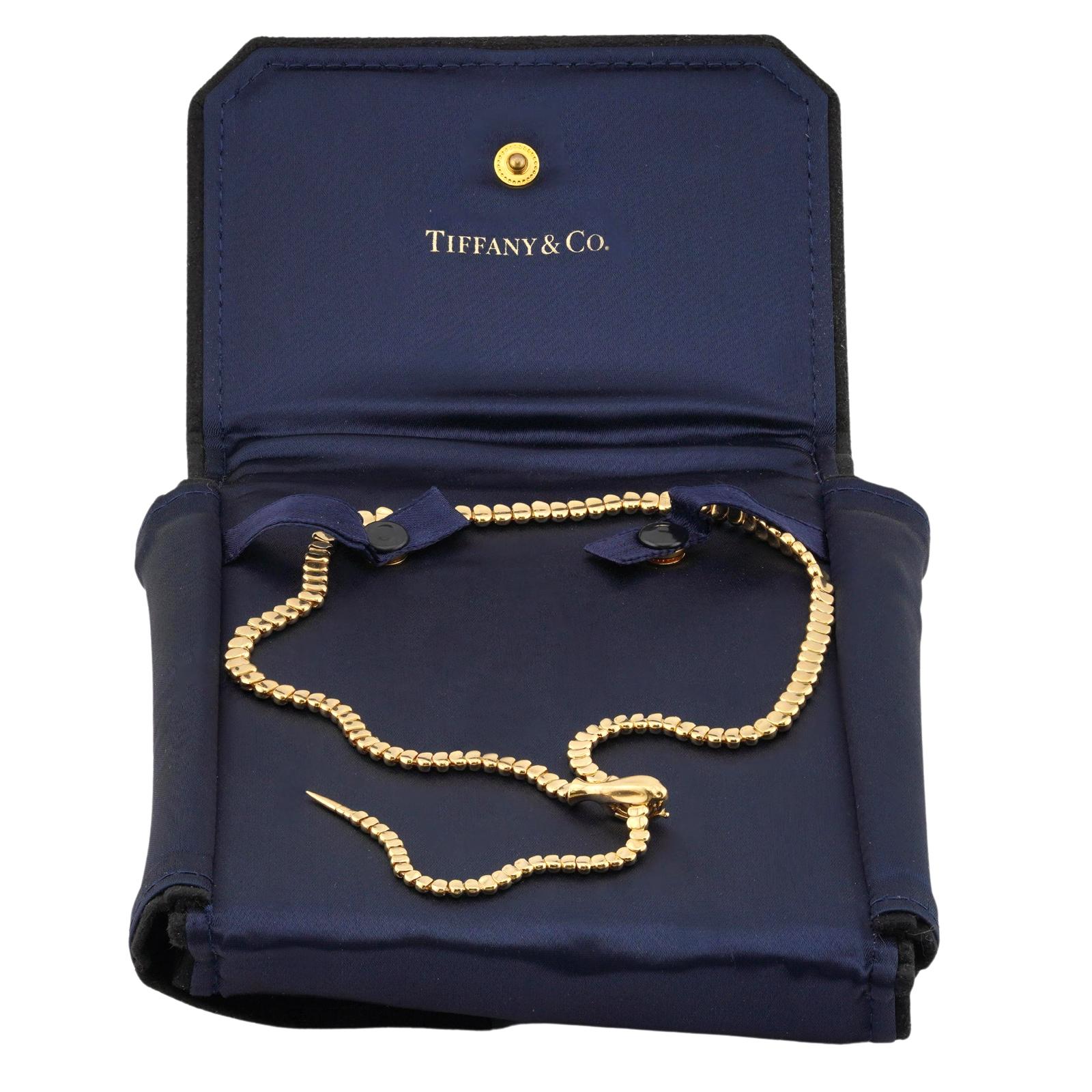 TIFFANY & CO. Elsa Peretti Serpenti Snake 18k Yellow Gold Necklace  1