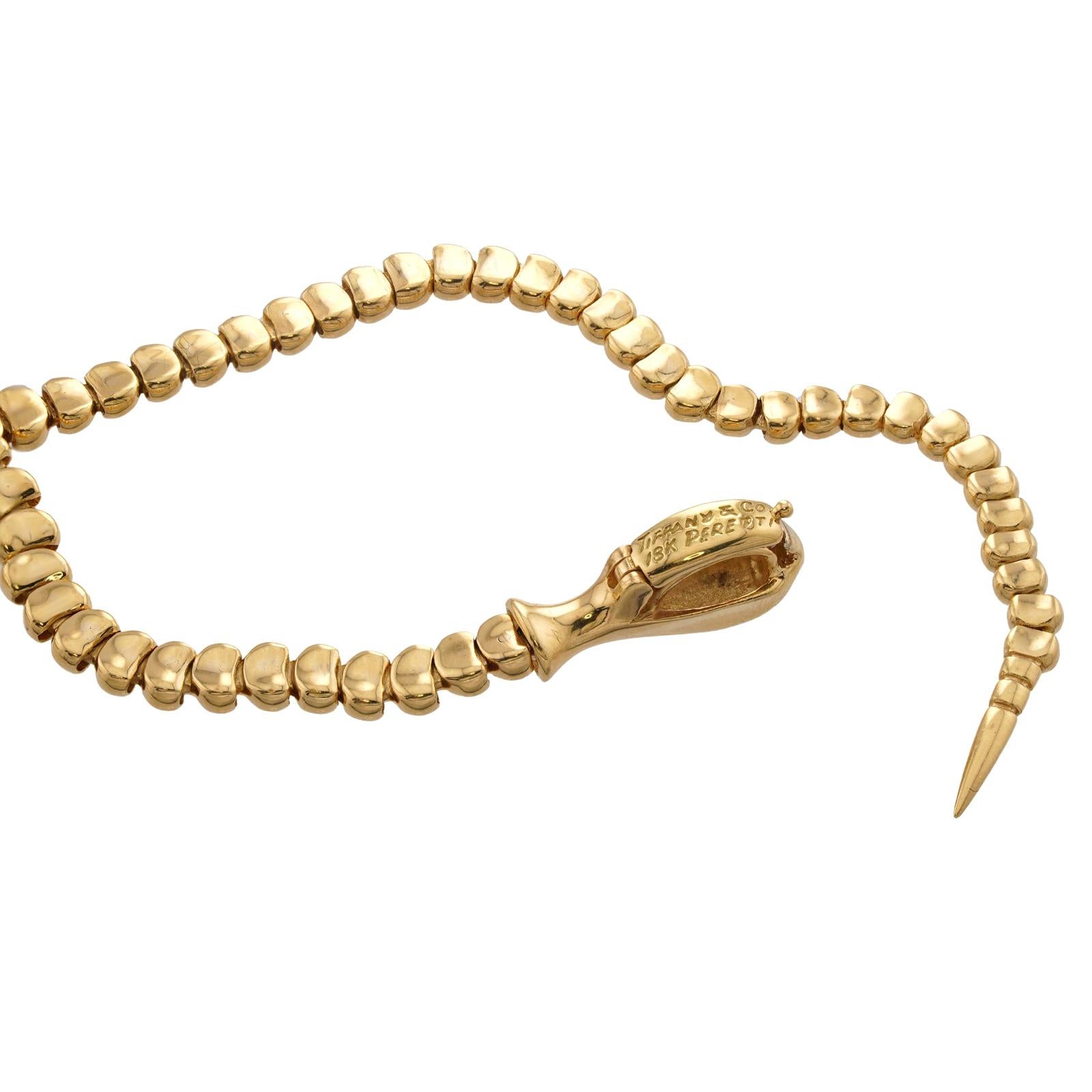 TIFFANY & CO. Elsa Peretti Serpenti Snake 18k Yellow Gold Necklace  2