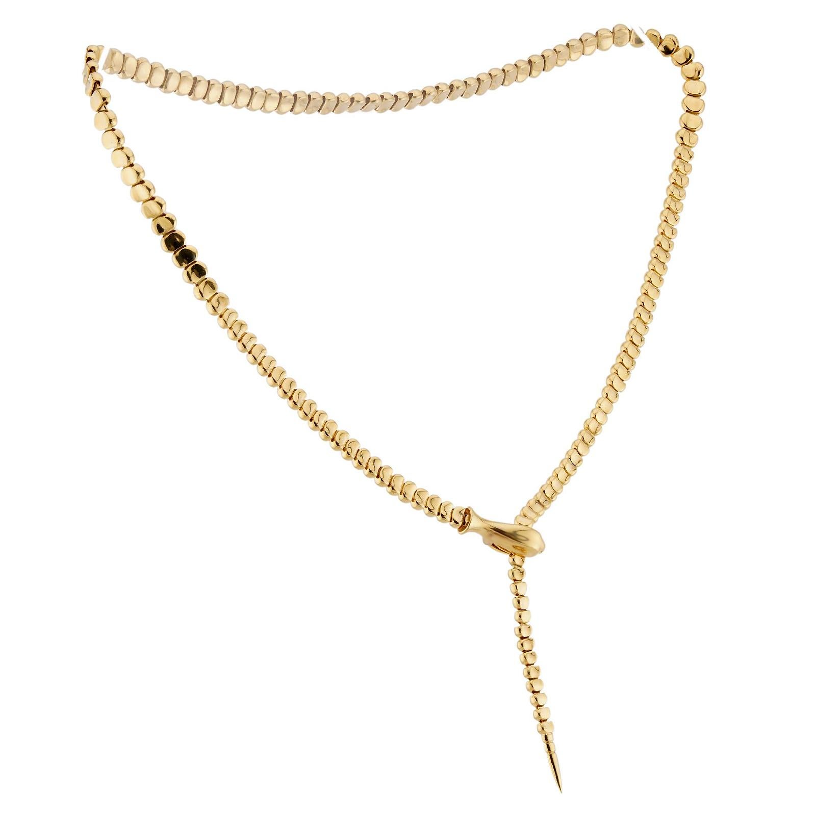 TIFFANY & CO. Elsa Peretti Serpenti Schlange Halskette aus 18 Karat Gelbgold mit Schlange  3