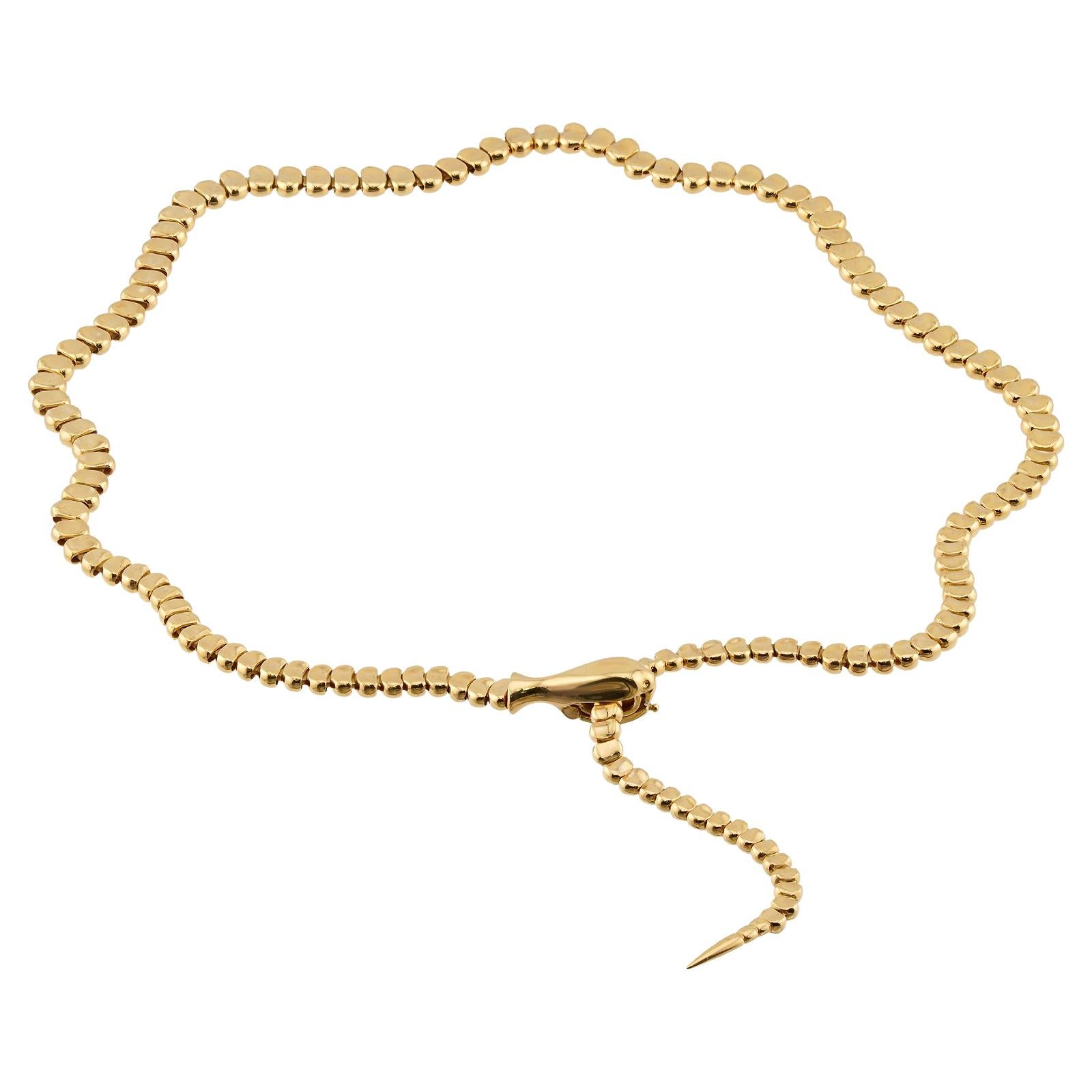 TIFFANY & CO. Elsa Peretti Serpenti Schlange Halskette aus 18 Karat Gelbgold mit Schlange  4