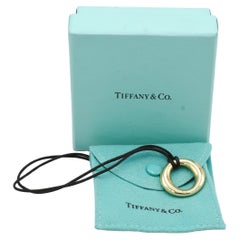 Tiffany & Co. Elsa Peretti Sevillana 18K Gold 'O' Pendant Necklace on Black Cord