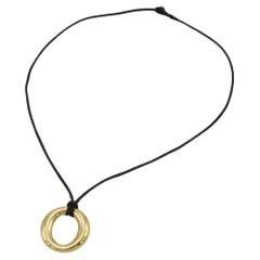 Tiffany & Co. Elsa Peretti Sevillana 18K Gold 'O' Pendant Necklace on Black Cord