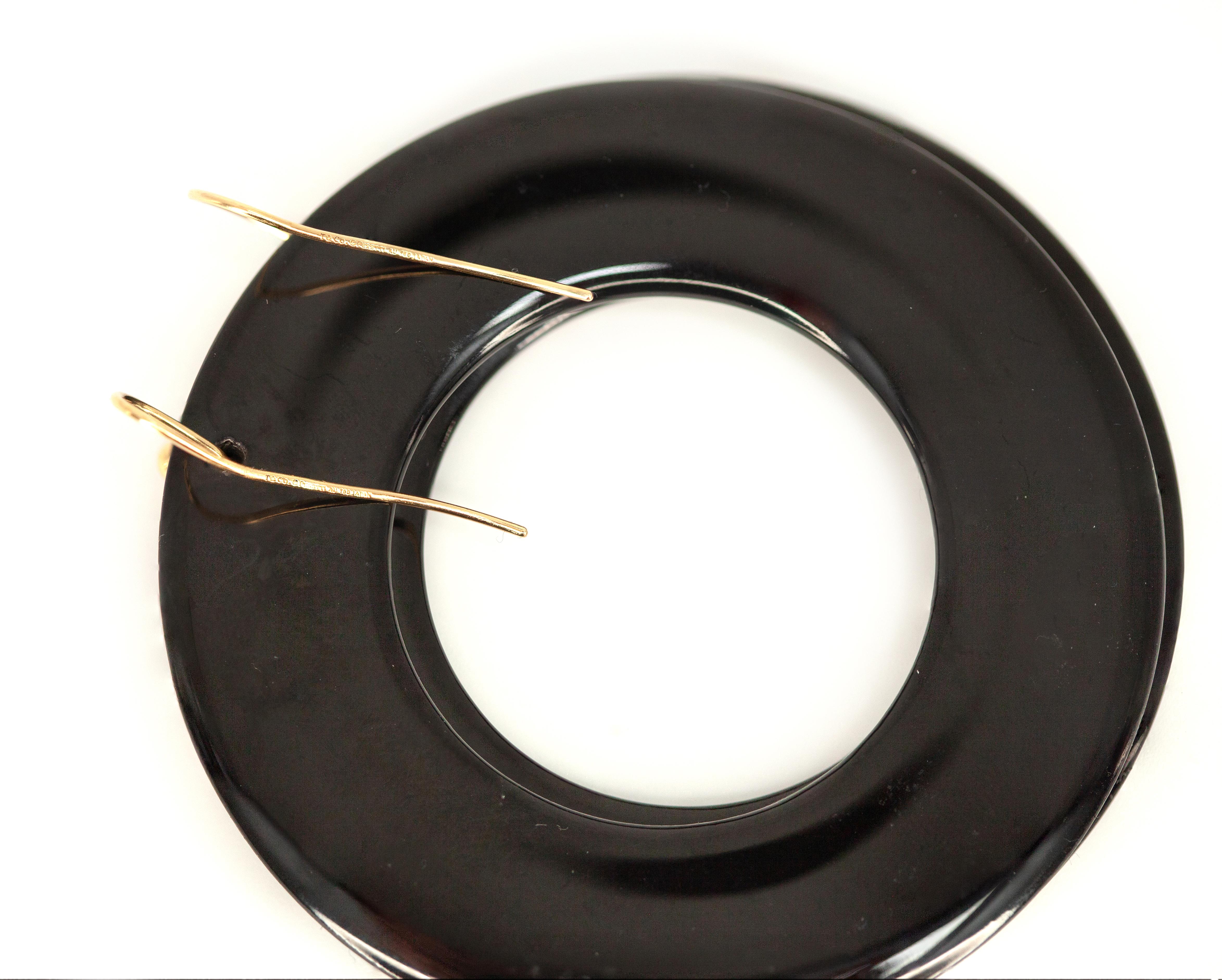 Tiffany & Co. Boucles d'oreilles en laque noire Elsa Peretti Sevillana Excellent état - En vente à New York, NY