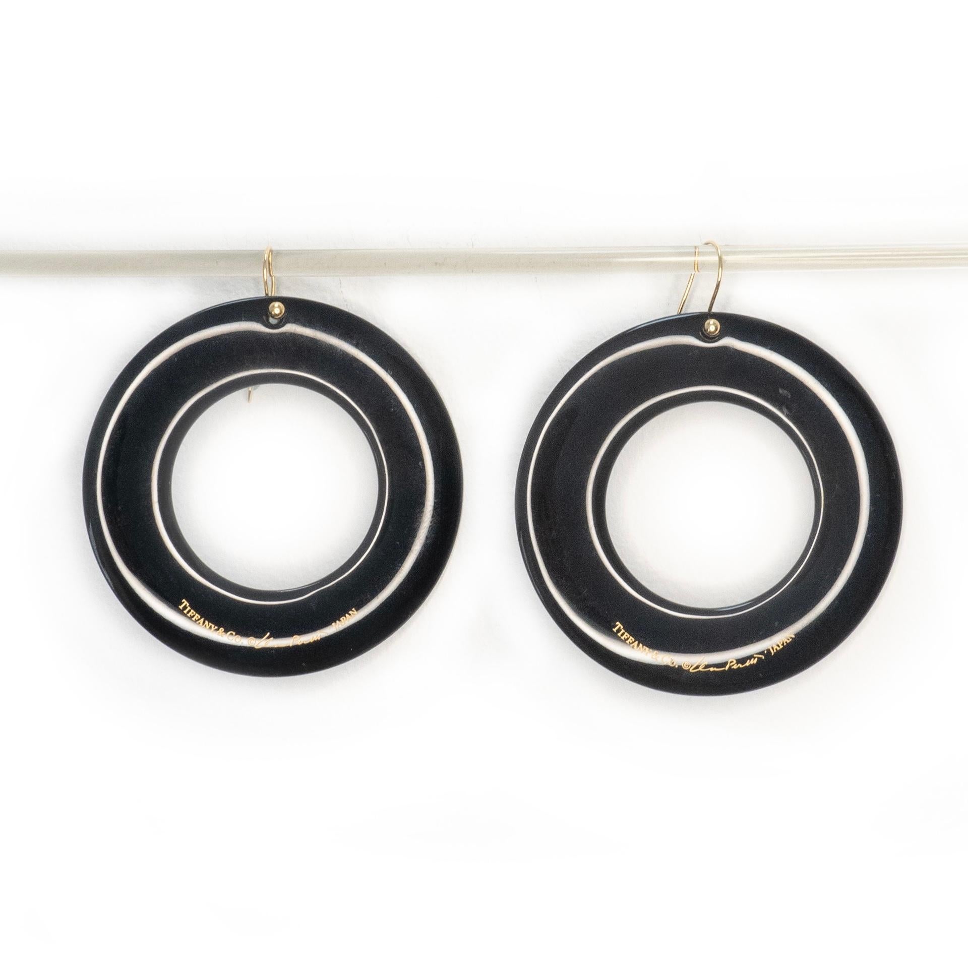 Tiffany & Co. Boucles d'oreilles en laque noire Elsa Peretti Sevillana en vente 4