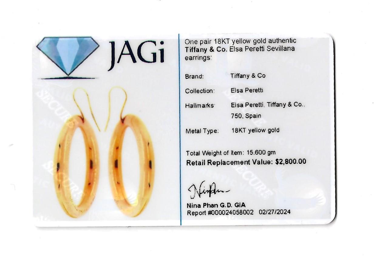 Tiffany & Co. Elsa Peretti Sevillana Circle Earrings Set in 18 Karat Yellow Gold For Sale 4